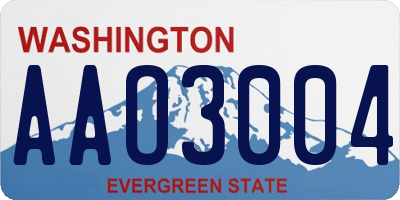 WA license plate AAO3004