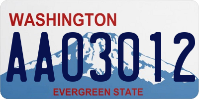 WA license plate AAO3012