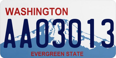 WA license plate AAO3013