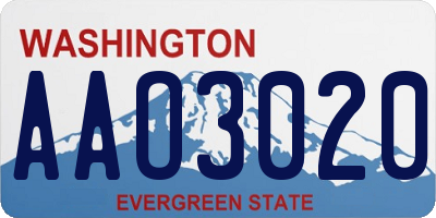 WA license plate AAO3020
