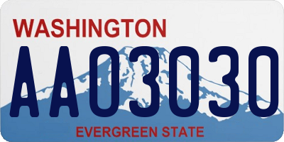 WA license plate AAO3030