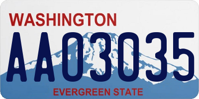 WA license plate AAO3035