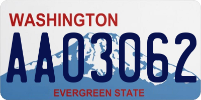 WA license plate AAO3062