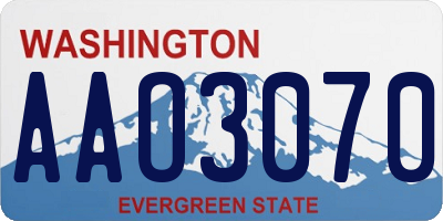 WA license plate AAO3070