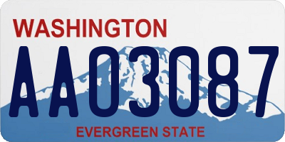 WA license plate AAO3087