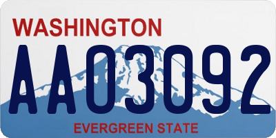 WA license plate AAO3092