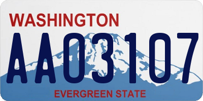 WA license plate AAO3107