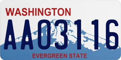 WA license plate AAO3116