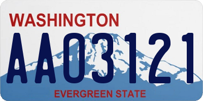 WA license plate AAO3121