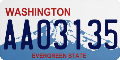 WA license plate AAO3135