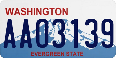 WA license plate AAO3139