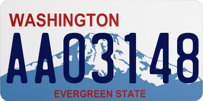 WA license plate AAO3148