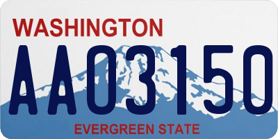 WA license plate AAO3150
