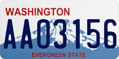 WA license plate AAO3156