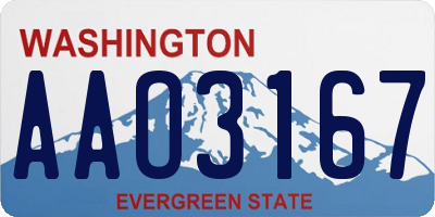 WA license plate AAO3167