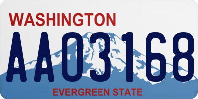 WA license plate AAO3168