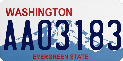WA license plate AAO3183