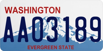 WA license plate AAO3189