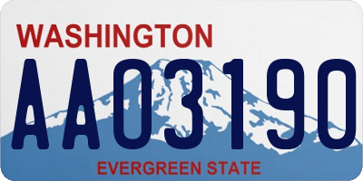 WA license plate AAO3190