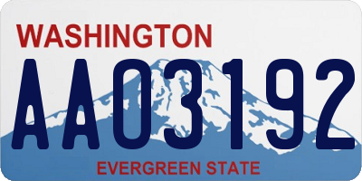 WA license plate AAO3192