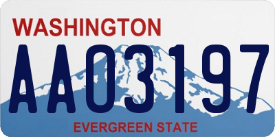 WA license plate AAO3197