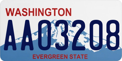 WA license plate AAO3208