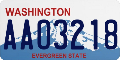 WA license plate AAO3218