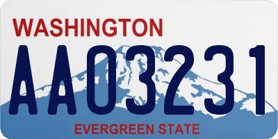 WA license plate AAO3231