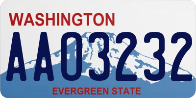 WA license plate AAO3232