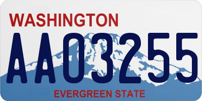 WA license plate AAO3255