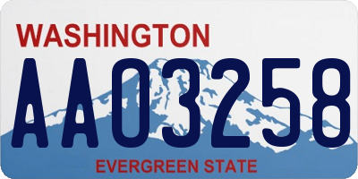 WA license plate AAO3258