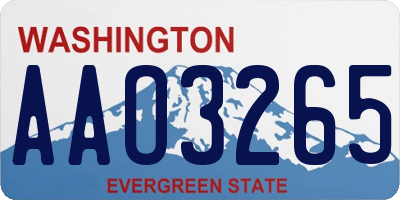 WA license plate AAO3265