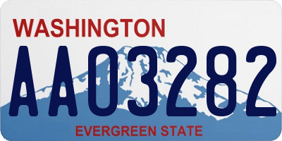 WA license plate AAO3282