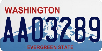 WA license plate AAO3289