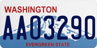 WA license plate AAO3290
