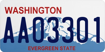 WA license plate AAO3301