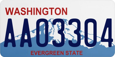WA license plate AAO3304
