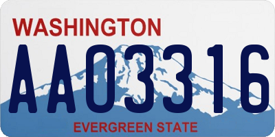 WA license plate AAO3316