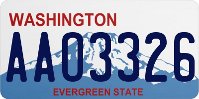 WA license plate AAO3326