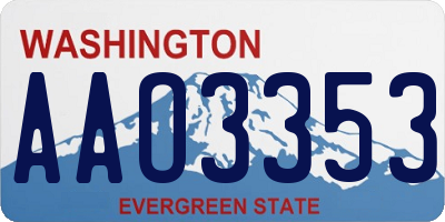 WA license plate AAO3353