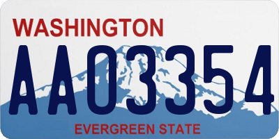 WA license plate AAO3354