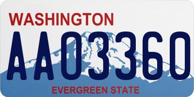 WA license plate AAO3360