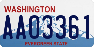 WA license plate AAO3361