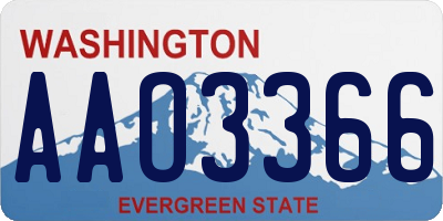 WA license plate AAO3366