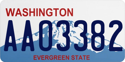 WA license plate AAO3382