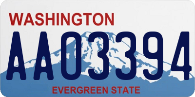 WA license plate AAO3394