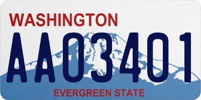 WA license plate AAO3401