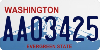 WA license plate AAO3425