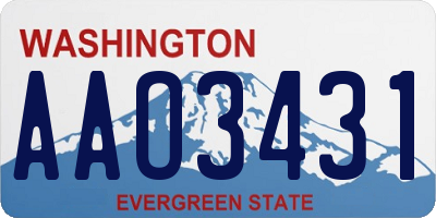 WA license plate AAO3431
