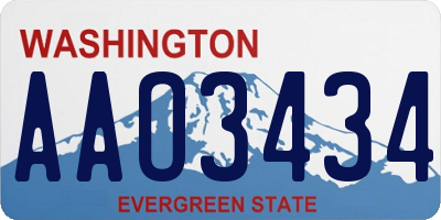 WA license plate AAO3434